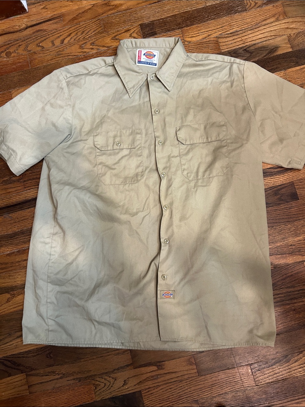 Dickies Men’s Short Sleeve Button-Down Shirt - Khaki/Tan
